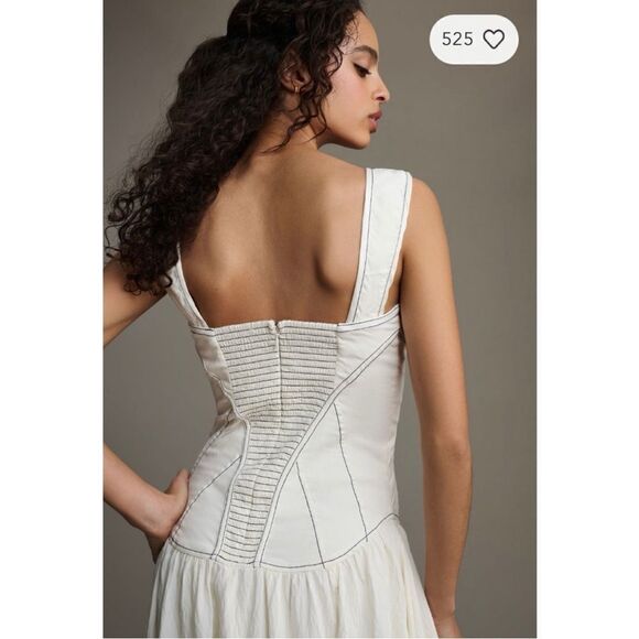 NEW Anthropologie Sleeveless Twofer Square-Neck Dropwaist Corset Dress Small - Picture 4 of 4